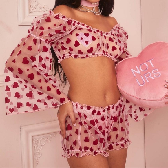 Sugar Thrills Flocked Chiffon Crop Top - Picture 3 of 11